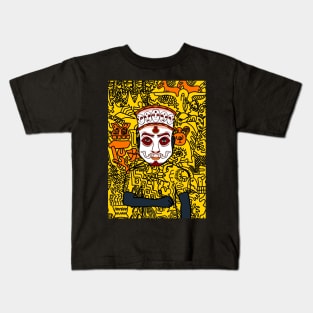 Immerse in the Artistry of Modigliani - A MaleMask NFT with IndianEye Color and Doodle Background Kids T-Shirt